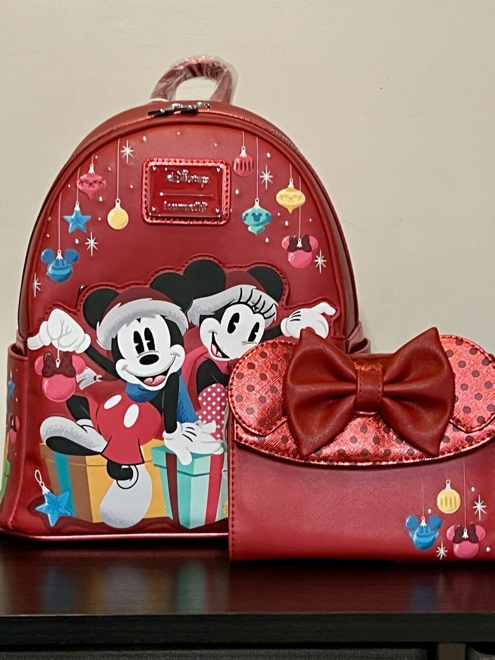 Loungefly Mickey & Friends Holiday Ornaments Mini Backpack Wallet Exclusive